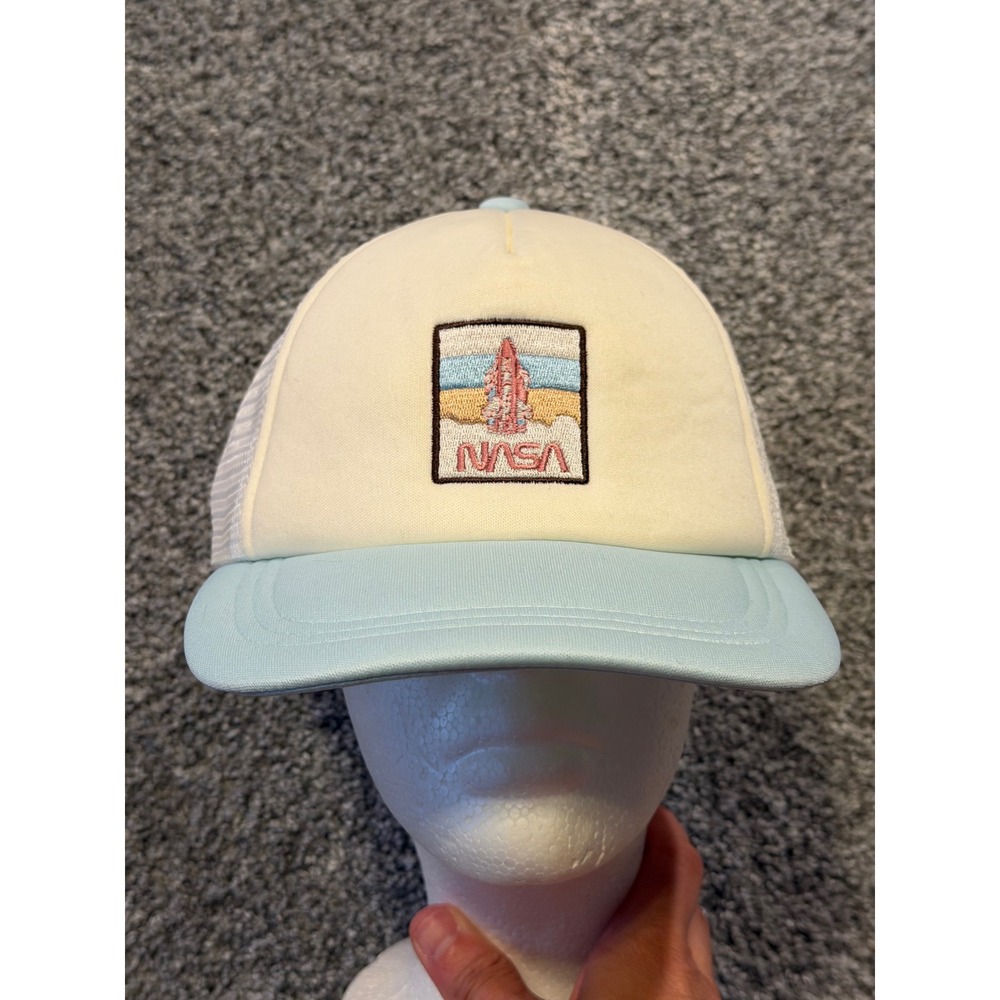 NASA Trucker Hat Men OS Blue‎ Rocket Patch Snapback Mesh Cap NAS342